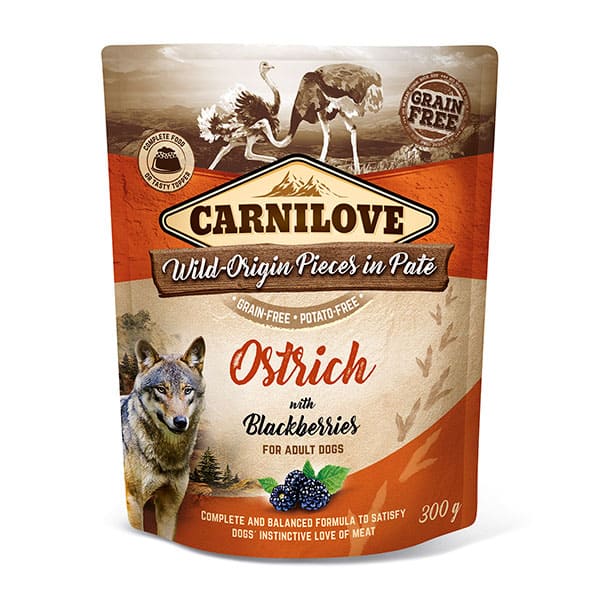 Carnilove Dog Wet Food Pouch Ostrich With Blackberries 300g
